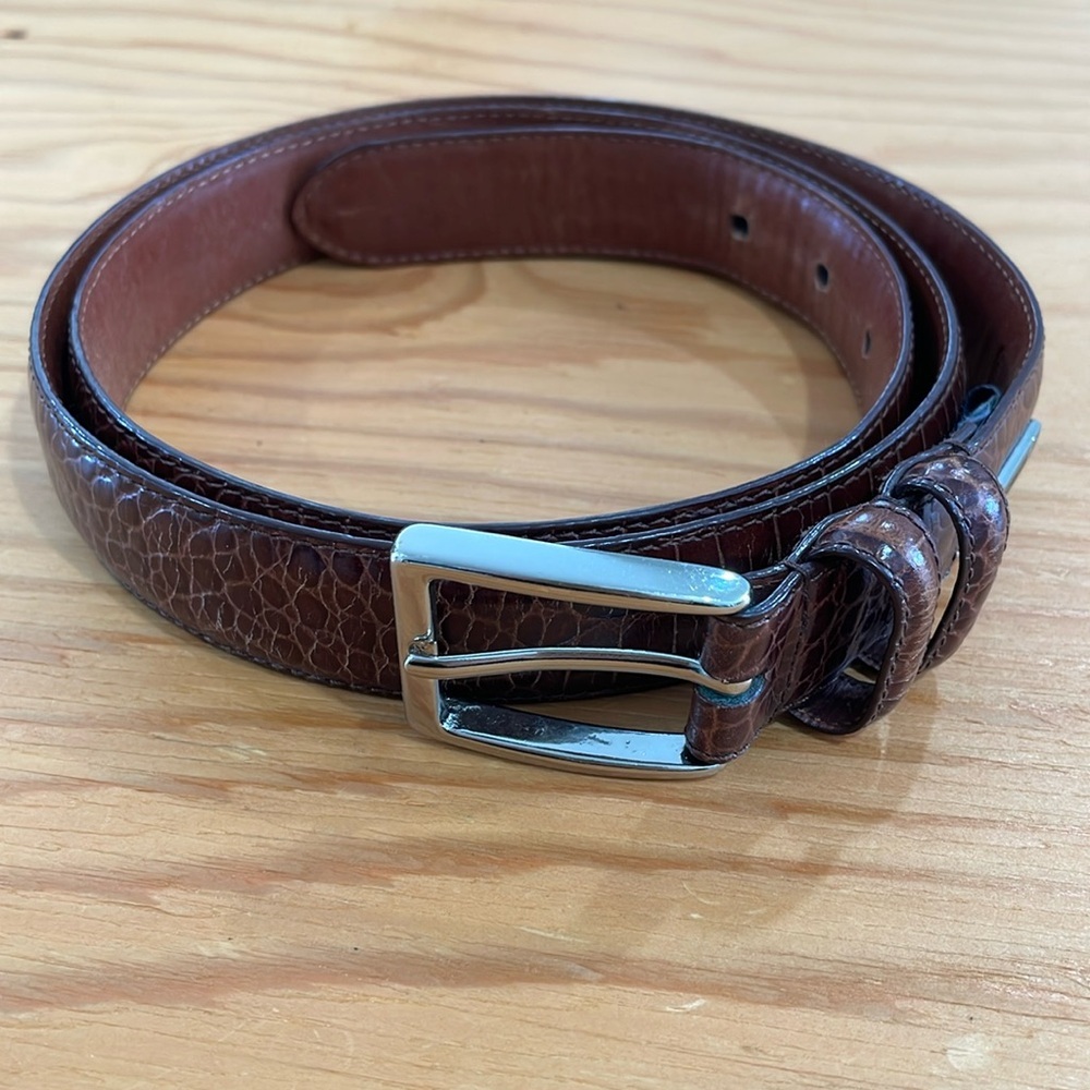 Daniel Cremieux Brown Leather Belt with Metal Buckle